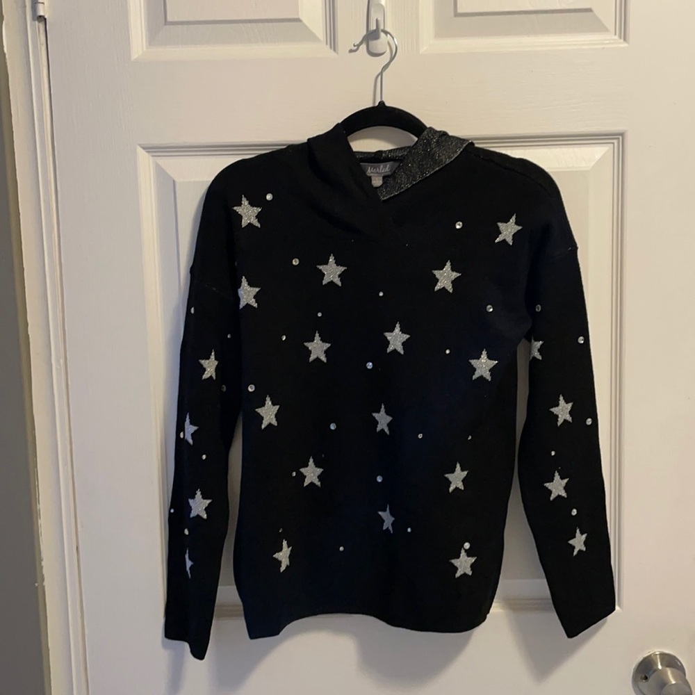 NWT Metallic Star Sweatshirt With Rhinestones